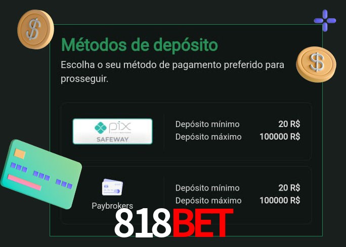 O cassino 818Bet oferece uma grande variedade de métodos de pagamento